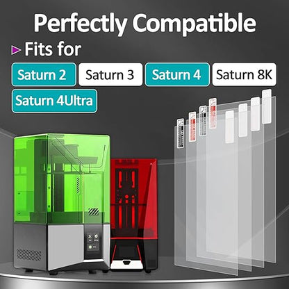 10 Sets Release Liner Film Kit Fit for Saturn 2/8K/3/4/4 Ultra/4 Ultra 16K Resin 3D Printer, 273x176mm, 0.127mm Thickness, High Transmittance for Flawless 3D Printing Results