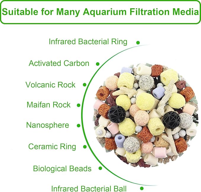 10 Pcs 3" x 8" Aquarium Filter Media Bags, Fish Tank Media Mesh Filter Net Bags for Activated Carbon, Ceramic Rings, Small Aquarium Ceramics Pouch Reusable Bags with Zipper, Black.
