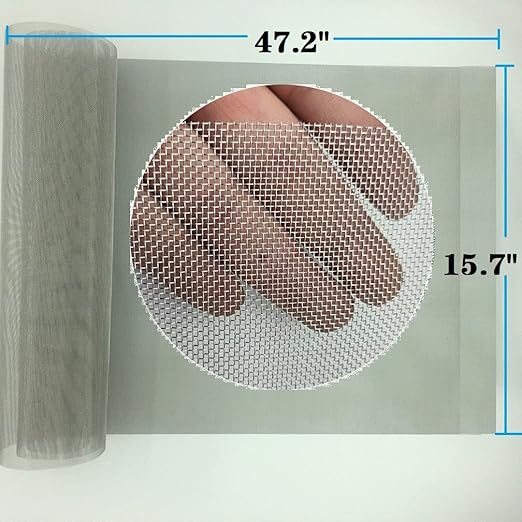 Stainless Steel Mesh Screen #20Mesh -Size:15.7"x47.2"(40x120cm) SS304 Wire Mesh Screen for Vent,Cage,Garden, Window Screen, Filter Mesh