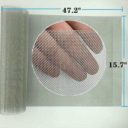 Stainless Steel Mesh Screen #20Mesh -Size:15.7"x47.2"(40x120cm) SS304 Wire Mesh Screen for Vent,Cage,Garden, Window Screen, Filter Mesh