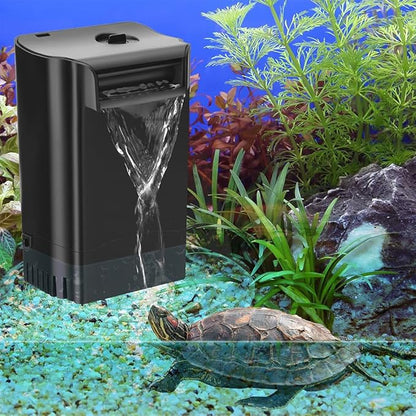 Turtle Tank Filter Internal Power Aquarium Filter Low Water Level Biofiltration 290GPH Large Fish Tank Filter for 30 to 55 Gallon Aquarium Turtle Shrimp Frog