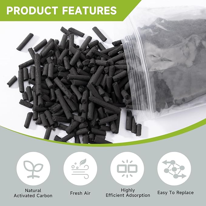 2-Pack (2 Lbs) Odor Absorbing Activated Charcoal Filter Refills for Lomi Electric Countertop Composter - 12-Month Supply, Replacement Filters Compatible with Lomi Smart Waste Kitchen Composter