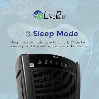 LivePure Bali Series Multi-Room Whole House Large Console Air Purifier, True HEPA Filter Captures Allergens, Smoke, Mold, Pollen, Dust Mites, Graphite