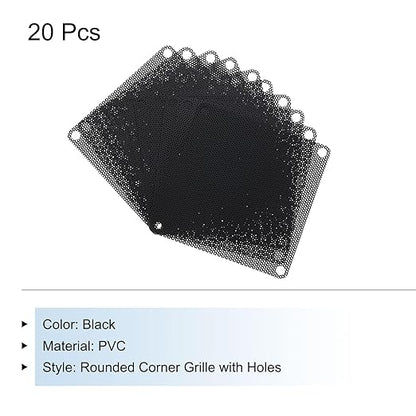 MECCANIXITY 20PCS PC Dust Filter, 80mmx80mm PVC Computer Case Cooler Dustproof Mesh Cover Fan Grills for Computer Chassis Speaker, Black