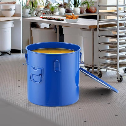 VEVOR Fryer Grease Bucket, 8 Gal Oil Disposal Caddy Carbon Steel Fryer Oil Bucket with Rust-Proof Coating, Oil Transport Container with Lid, Lock Clips, Filter Bag for Hot Cooking Oil Filtering