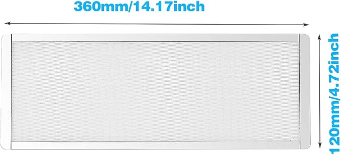 360mm 120mm x 2 PC Fan Dust Mesh Filter 4.72inch PVC Computer PC Case Dust Proof Filter Cover Magnetic White 2-Pack