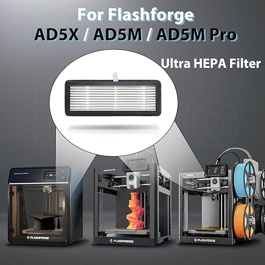 4 Pack AD5M/AD5X Air Filter with HEPA 13 Activated Carbon for Flashforge Adventurer 5M/5M Pro/AD5X 3D Printers, Replacement Filter for VOCs, PM2.5, Ultrafine Particles & Odors