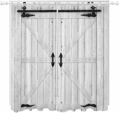 Farmhouse Wood Grain Living Room Curtains 96 Inch Length, Window Curtains Tab Top, Vintage Country Barn Gate Grey Light Filtering Window Treatments Drapes 52"x96" 2 Panel