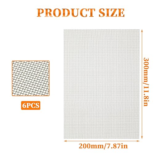 6 Pcs 12x8 Inch 304 Stainless Steel Wire Mesh Metal mesh Screen for DIY Projects, Vent, Cage,Window, Garden, Filter - Never Rust