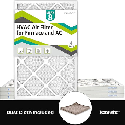 16x25x1 Air Filter MERV 8 (4-Pack), HVAC/Furnace AC Filter Replacement, Dust Defense–Comparable with MPR 600 & FPR 5 (Actual 15.75x24.75x0.75)