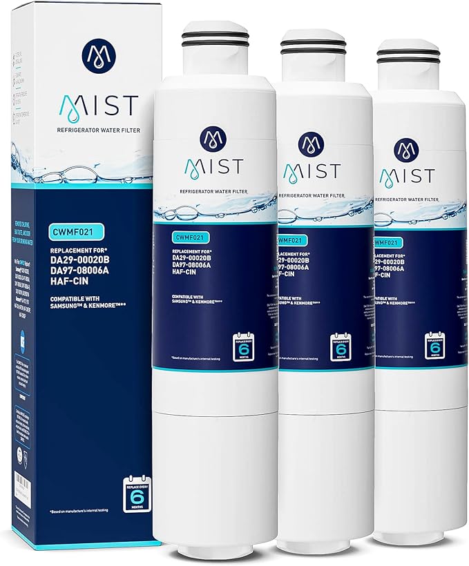 Mist HAF-CIN/EXP Refrigerator Water Filter Replacement for Samsung DA29-00020B, DA29-00020A, Kenmore 46-9101 – NSF 42 & 372 Certified – 3 Pack