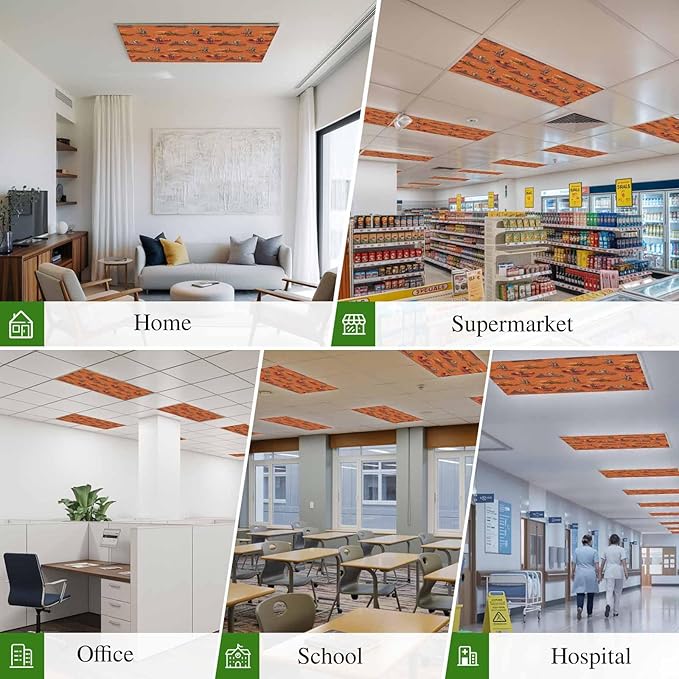 Cowboys Horses 1 Pc Fluorescent Light Cover 4 x 2 Feet, Desert Ethnic Winds Orange Background Covers for Ceiling Lights Magnetic Light Cloth Filter for Classroom Office Home