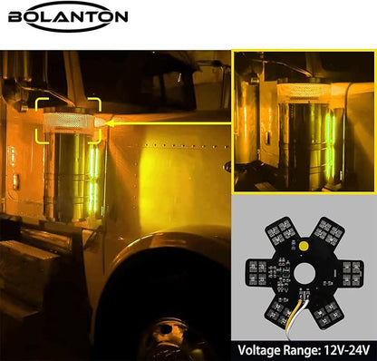 2PCS Air Cleaner LED Light 5" Truck Decorative Hex Style Air Filter Lamp for Peterbilt, Kenworth, Trailers, RVs', Campers Support IP67 12-24V Sold Individually(Amber)