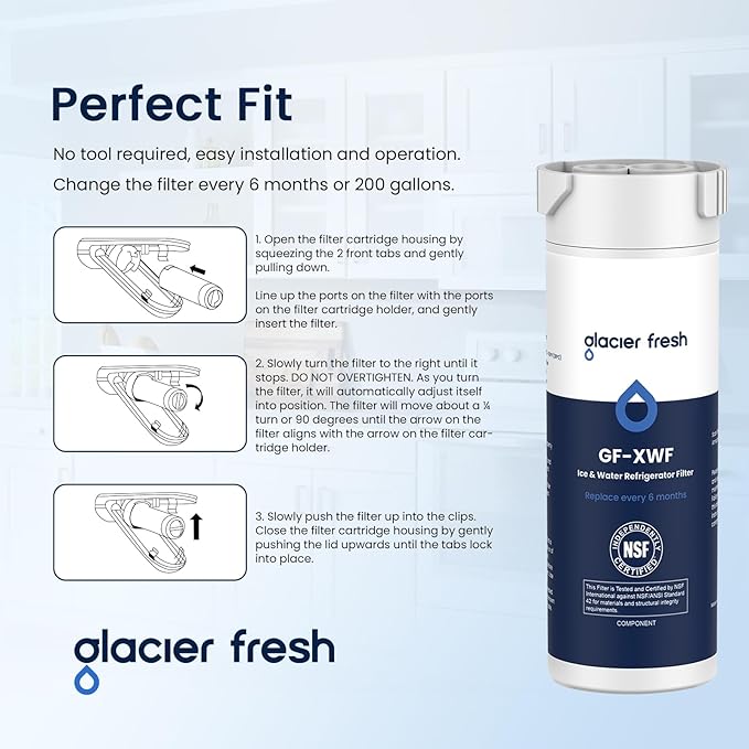 GLACIER FRESH XWF Replacement For GE XWF Refrigerator Water Filter Pack of 2 (Not for XWFE)
