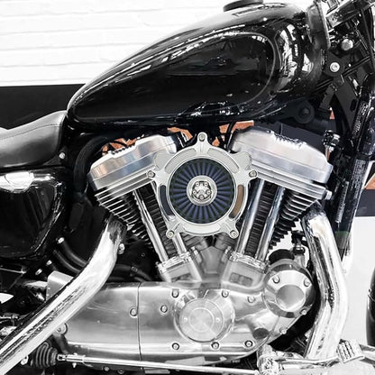 HDBUBALUS Motorcycle Air Filter Air Cleaner Intake System Cleaner Fit For Harley Dyna Softail Touring Trike 2008-2017 Chrome