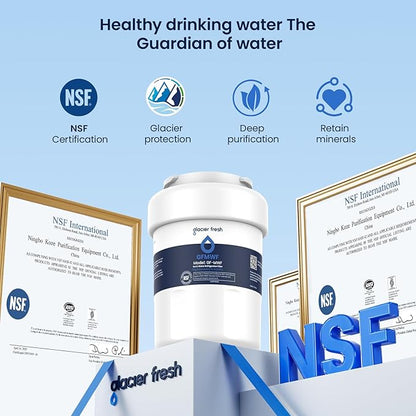 GLACIER FRESH Replacement for MWF Refrigerator Water Filters, SmartWater MWFP, MWFA, GWF, HDX FMG-1, WFC1201, RWF1060, 197D6321P006, Kenmore 9991, 4 Pack
