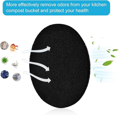 10Pcs 6.5 Inch Charcoal Filters for Kitchen Compost Bin, Replacement Activated Carbon Filters for Countertop Compost Pail Home Bucket Refill Sets, Round
