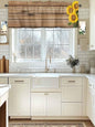 Kitchen Valances for Window, Farm Sunflower on Vintage Wood Grain Light Filtering Rod Pocket Valance Curtain, Spring Country Plant Short Curtains Window Topper for Bedroom Living Room 54x18in