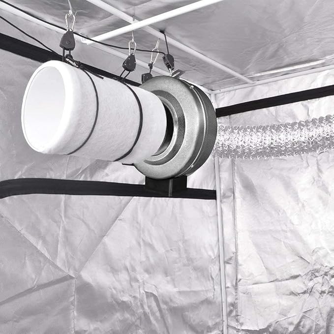 iPower 6" Air Carbon Filter with Australia Virgin C for Inline Duct Fan, Grow Tent, Odor Scrubber Control, Hydroponics, Prefilter Included, 6", Reversible Flange