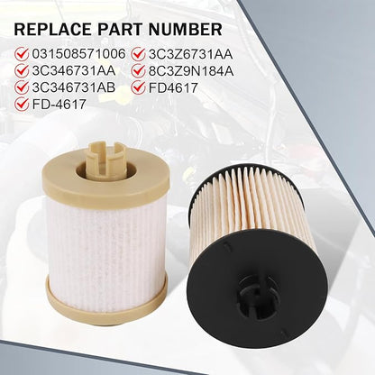 CARMOCAR FD4617 Diesel Fuel Filter replacement for 2008 2009 2010 Ford 6.4L F250 F350 F450 F550 Super Duty includes lower lifter pump and upper fuel bowl filter FD-4617 3C346731AA 3C346731AB