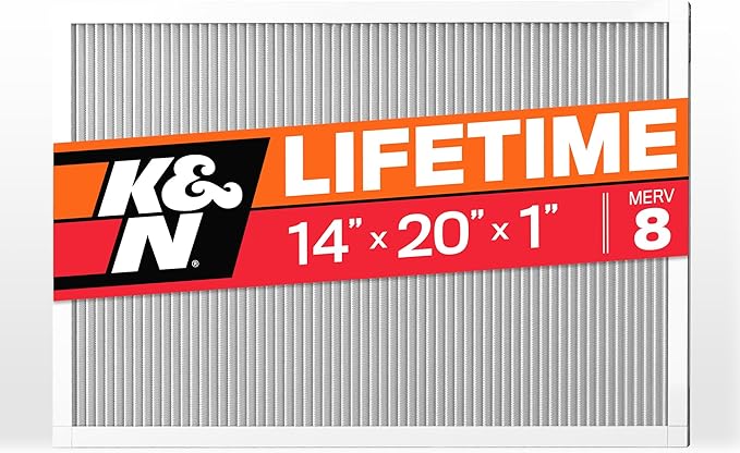 K&N 14X20X1 HVAC Furnace Air Filter, Lasts a Lifetime, Washable, Merv 8, the Last HVAC Filter You Will Ever Buy, Breathe Safely at Home or in the Office, HVC-8-11420