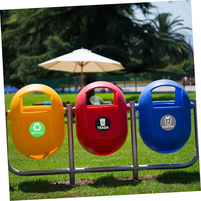 Garbage Can Recycling Stickers 9pcs Waste Sorting Decals Removable Adhesive Black Small Trash Can