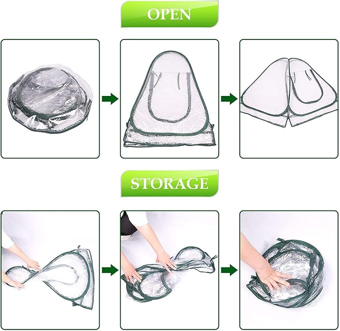 Pop up Greenhouse Cover, Transparent PVC Mini Small Grow Plant House Tent, Gardening Flowerpot Warm Room Backyard Flower Shelter for Indoor Outdoor (27"x27"x31")