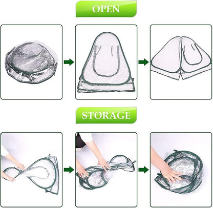 Pop up Greenhouse Cover, Transparent PVC Mini Small Grow Plant House Tent, Gardening Flowerpot Warm Room Backyard Flower Shelter for Indoor Outdoor (27"x27"x31")
