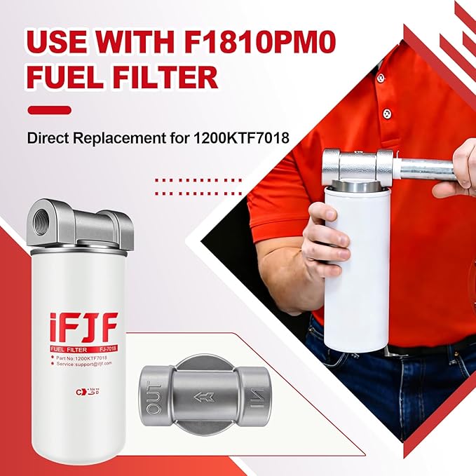 iFJF 1200KTG9075 Fuel Filter Head with 3/4” ST Elbow and 3/4 x 7” Aluminum Nipple Replacement for 1200KTF7018 Fuel Filter