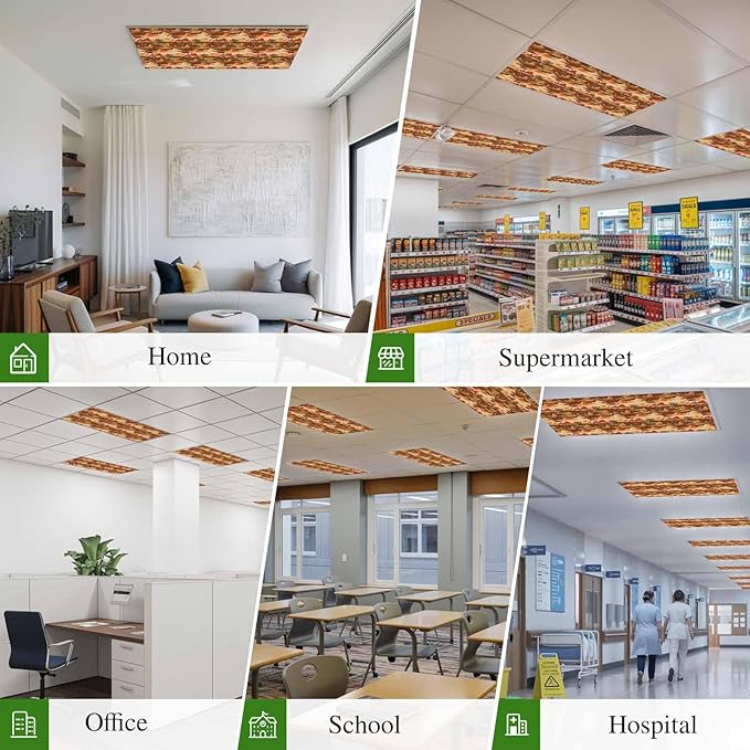 Tropical Plant Cactus Fluorescent Light Covers 1 Pack Western Cowboy Horse Sunset Deserts Brown Magnetic Fluorescent Ceiling Lights Filters for Office Classroom Home Drop Ceiling 4x2 Feet