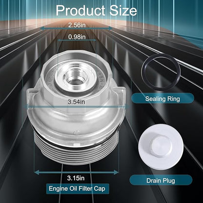 Oil Filter Housing Cap Assembly Compatible with Toyota Camry RAV4 Highlander Tundra 4Runner Tacoma Sienna Venza Avalon Fj Cruiser,Oil Filter Housing Cover 2010-2018 Replaces 15620-31060