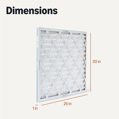 Amazon Basics MERV 5 AC Furnace Air Filter, Cardboard, 20x25x1 Inches, Pack of 6 (Actual Size: 19.75" x 24.75" x 0.75")