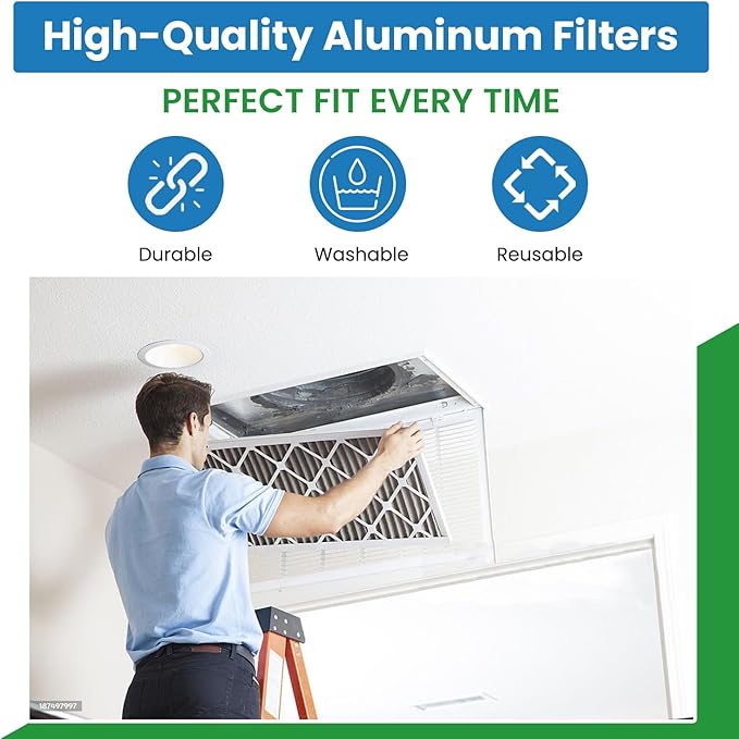Filter Everything Washable Aluminum Air Filter – 12 x 24 x 1 7/8 – Permanent, Reusable HVAC Intake Filter – Heavy-Duty Expanded Aluminum Mesh – Pre-Filter for HEPA or Pleated Filters