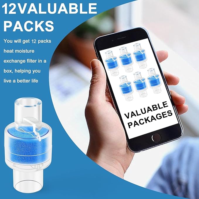 Update Packaging Universal Heat Moisture Exchanger/Exchange Filter Replacement for Z1, Z2 HME Humidification Solution Filter Fit 22mm Diameter Tubing-12 Pack, Individually Sealed Packaging LUXRILIX