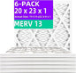 20x23x1 (6-Pack) MERV 13 Pleated Air Filter (Actual Size: 19.75"x22.75"x0.75") MPR 1900 & FPR 10, Furnace Air Filters,20x23x1 air filter