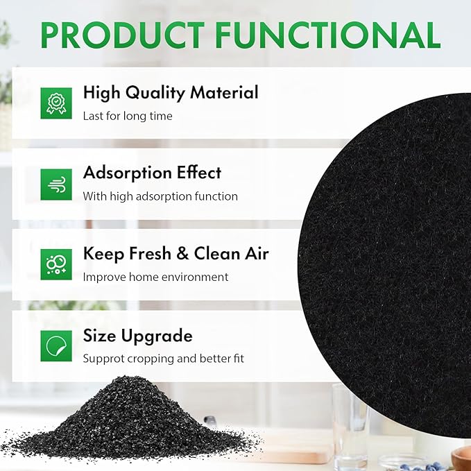 ENLOY 7.25 Inch Charcoal Filters for Kitchen Compost Bin, 12 Pack Compost Bin Charcoal Filters for Countertop Bin Pail Replacement, Longer Lasting Round Activated Charcoal Home Bucket Refill Sets