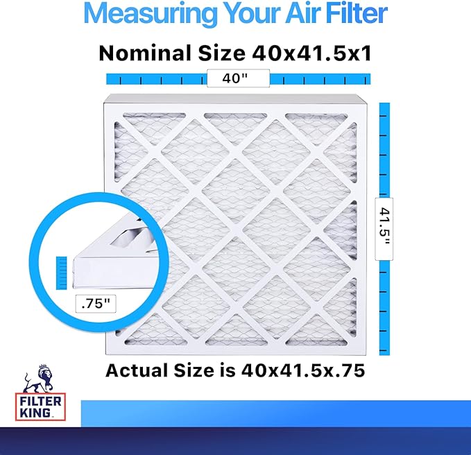 Filter King 40x41.5x1 Air Filter | 4-PACK | MERV 8 HVAC Pleated A/C Furnace Filters | MADE IN USA | Actual Size: 40 x 41.5 x .75"