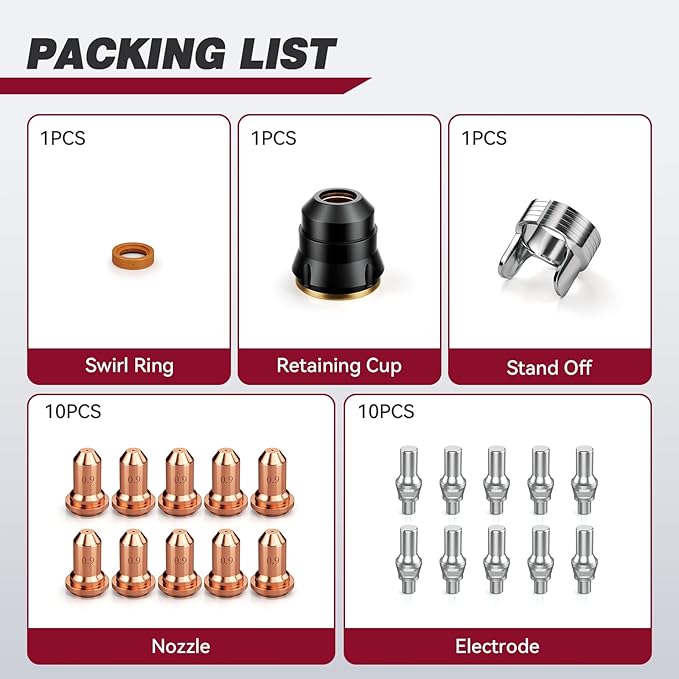 ARCCAPTAIN 23Pcs IPT60 Plasma Cutter Torch Consumables, .035" Plasma Cutter Accessories for ARCCAPTAIN CUT55 NON-HF, CUT55 MP and CUT60 Non-HF, Work with 30-40A Current