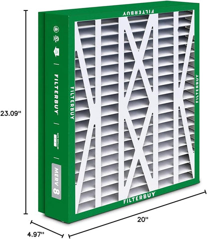 Filterbuy 21x23.5x5 Air Filter MERV 8 Essential Dust & Allergy Defense (4-Pack), Pleated HVAC AC Furnace Filters for Trane Perfect Fit & American Standard (Actual Size: 20.00 x 23.09 x 4.97)