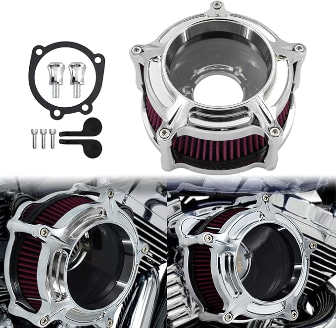 HDBUBALUS Motorcycle Air Filter Cleaner Intake Filter System Kit (A-For Sportster XL models 04-22)