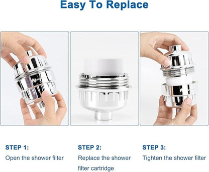 NearMoon 15 - Stage Replacement Cartridge Universal High Output Shower Filter with VC, Reduce Hard Water, Heavy Metal Impurity, Improve Skin & Hair, Fit Any Similar Filter (1 pack)