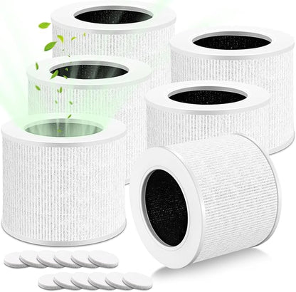 6 Pack Core Mini Replacement Filter for LEVOIT Air Cleaner, 3-in-1 H13 Grade Filters Compatible with LEVOIT Air Cleaner Core Mini-P, Part No. Core Mini-RF(6 Filter and 12 Fragrance Sponge)