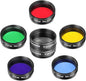Astromania 1.25-Inch Telescope Eyepiece Filter Set(6 Pieces), Variable Grey Polarizing Filter, 5 Planetary Color Filters - Enhance Lunar Planetary Observation - Reduce Light Pollution