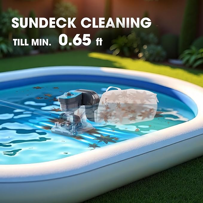 Cordless Rechargeable Pool Leaf Vacuum, Ultra Strong Suction, 3 in 1 Cleaning Solution – Deep, Shallow & Surface Skimmer, for Above Ground Pools & In Ground Pools