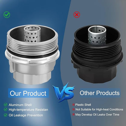 Oil Filter Housing Cap Assembly Compatible with Toyota Camry RAV4 Highlander Tundra 4Runner Tacoma Sienna Venza Avalon Fj Cruiser,Oil Filter Housing Cover 2010-2018 Replaces 15620-31060