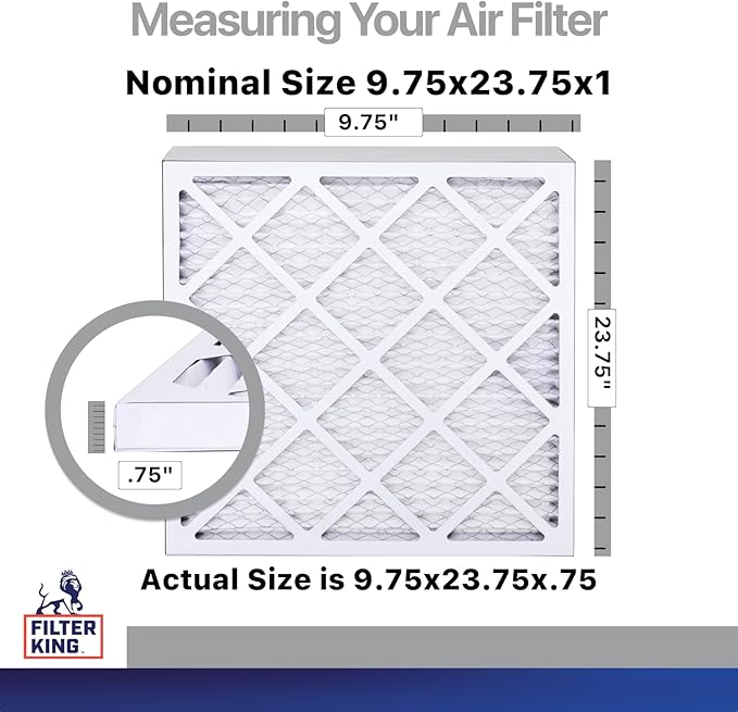 Filter King 9.75x23.75x1 Air Filter | 4-PACK | Carbon MERV 8 HVAC Pleated A/C Furnace Filters | MADE IN USA | Actual Size: 9.75 x 23.75 x .75"
