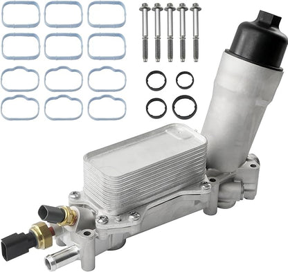 926-959 Upgrade Aluminum Engine Oil Cooler Oil Filter Housing for 2011-2016 Jeep Wrangler Grand Cherokee Dodge Challenger Charger Journey Caravan Durango Chrysler 200 300 Town Country Ram 3.6L 926-876