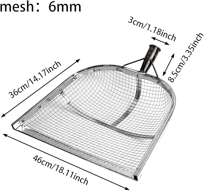 Leaking Soil Shovel Filter Stainless Steel Sieve 4mm/6mm/8mm/12mm Mesh Sifting Shovel for Sifting Corn Kernels Gardening Farm Chicken Coop and Goat Stall Multipurpose Dustpan (Sliver-6MM)