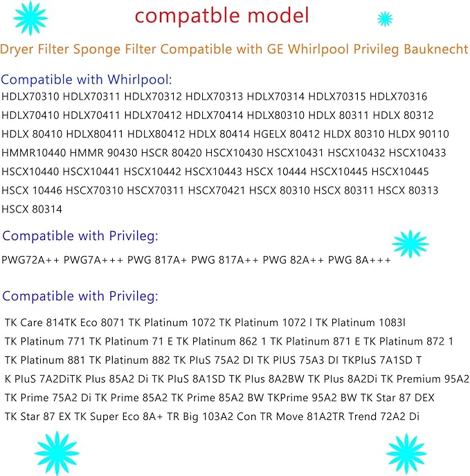 5Pcs 481010716911Dryer Filters 5-Hole Design (Dimensions: 230 x 115 x 14MM) for Bauknecht Privileg Whirlpool HX 481010716911 Heat Pump Dryers, Condensing Dryer Sponge Filter Pad
