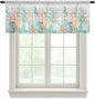 Summer Beach Sheer Valance Curtains, Ocean Colorful Coral Shell Seaweed Starfish Wood Grain Light Filtering Kitchen Valances Rod Pocket Voile Curtain Treatment for Bedroom/Living Room/Basement 42Wx12L